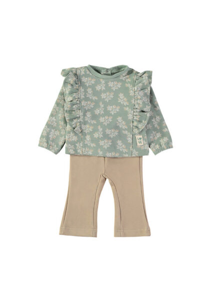 Conjunto 2 Peças Flores Verde Água Babybol