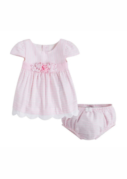 Mayoral Vestido Riscas Rosa e Branco