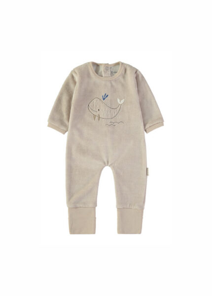 Babygrow sem Pé Baleia Bege Babybol