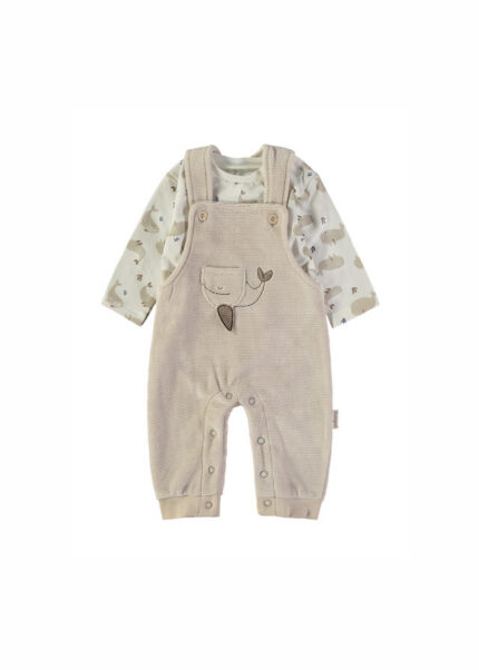 Conjunto Jardineira Baleia Bege Babybol